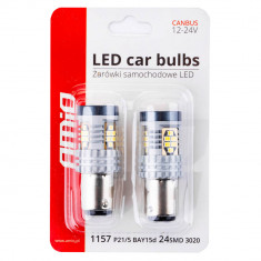 Set 2 Buc Led Amio BAY15D P21/5W 24 SMD 1157 Canbus 3020 Alb 02798