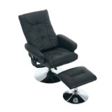 Fotoliu de relaxare cu funcție de &icirc;nclinare și masaj &icirc;n 5 puncte, Negru | Aosom Romania