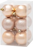 Set 12 globuri de Craciun MagicHome roz auriu, 6 cm, pentru brad