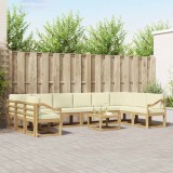 vidaXL Set de canapele de exterior cu pernă 11 pcs Alb și crem 3388339