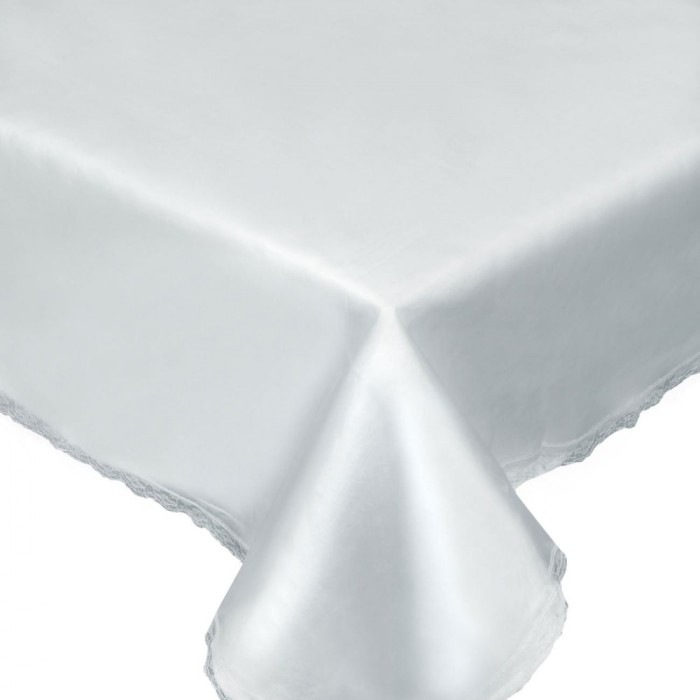 Față de Masă Plastic, Transparent, 180x130cm, Dantelă Margini