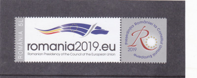 ROMANIA 2019 Presedentia Romaniei la Consiliul Europei, cu vinieta, LP.2225 MNH. foto