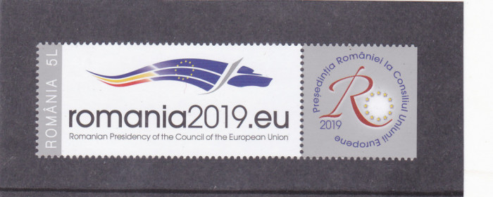 ROMANIA 2019 Presedentia Romaniei la Consiliul Europei, cu vinieta, LP.2225 MNH.