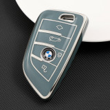 Husa Cheie Smartkey BMW 3/4 Butoane Seria G TPU+PC GRI cu Contur Crom AutoProtect KeyCars, Oem