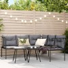 Set Canapea Gradina Gossi, Otel Textilena, Negru, Perne Incluse, 4 Locuri