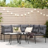 Set Canapea Gradina Gossi, Otel Textilena, Negru, Perne Incluse, 4 Locuri