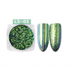 Pigment pentru unghii Lila Rossa, nuanta galaxy, Verde foto