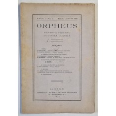 ORPHEUS , REVISTA PENTRU CULTURA CLASICA , NR. 5 , 1925