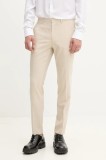 HUGO pantaloni de l&acirc;nă bărbați, culoarea bej, mulata, 50540288