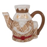 Cumpara ieftin Ceainic Craciun Spargatorul de Nuci ceramica maro alba 22x12x18 cm / 900 ml
