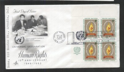 UN New York 1963 Human rights Mi.136 x 4 FDC UN.152 foto
