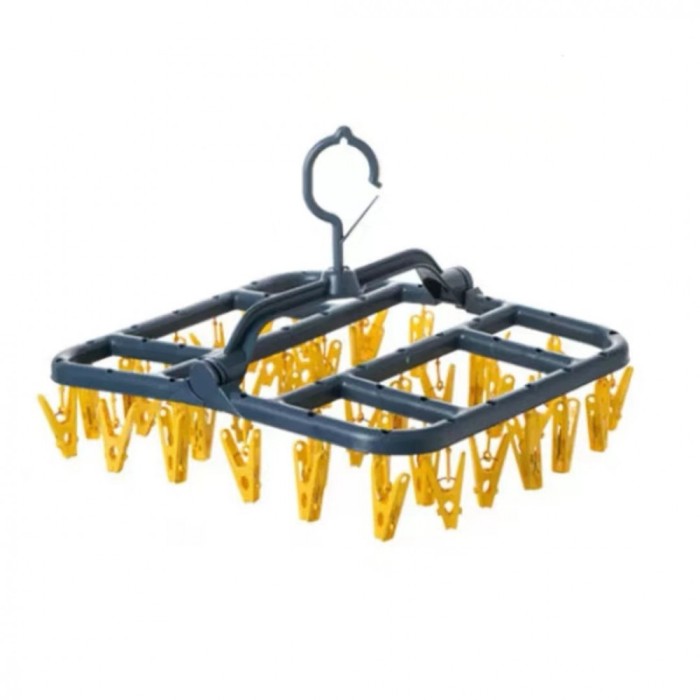 Uscator de Rufe Suspendat Flippy, cu 40 Carlige, Rotire 360 Grade, Protectie Vant, Pliabil, Patrat, Mateiral Plastic, Usor de Depozitat, Multifunction