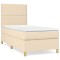 Pat box spring cu saltea, crem, 80x200 cm, textil
