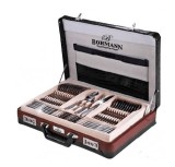 Cumpara ieftin Set Tacamuri Bohmann 72 piese, Inox, Valiza Diplomat Crem, Model Satinat, 12 Persoane, Masina de Spalat Vase