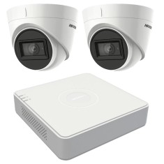 Sistem supraveghere video 2 camere Hikvision 5MP, lentila 2.8mm, IR 40m, DVR 4 canale TurboHD SafetyGuard Surveillance