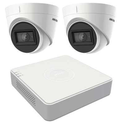 Sistem supraveghere video 2 camere Hikvision 5MP, lentila 2.8mm, IR 40m, DVR 4 canale TurboHD SafetyGuard Surveillance foto