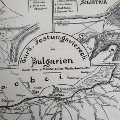 Harta veche fortificatii turcesti in Bulgaria (Dobrogea istorica, Varna) 1877