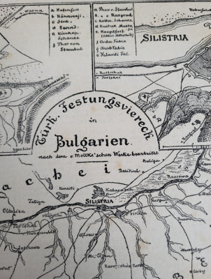 Harta veche fortificatii turcesti in Bulgaria (Dobrogea istorica, Varna) 1877 foto