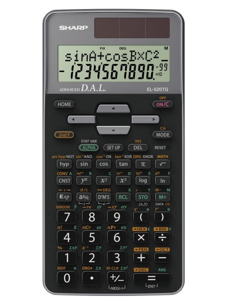 Calculator Stiintific, 10 Digits, 400+ Functii, 161x80x15 Mm, Dual Power, Sharp El-520tggy - Gri