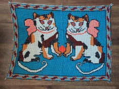 ** Peretar vechi cusatura pe etamina, pisici, anii 60-70, Romania