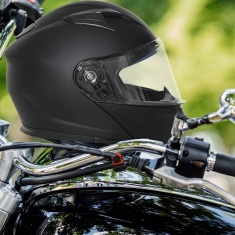 HOMCOM Casca Motocicleta Integrala Viziera Exterioara si Parasolar Slot pentru Bluetooth foto