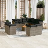 Gossi set canapea de gradina cu perne, 12 piese, gri, poliratan