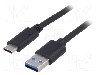 Cablu USB A mufa, USB C mufa, USB 3.1, lungime 1m, negru, AKYGA - AK-USB-15