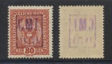 Ocupatia romana in Kolomeea 1919 sursarj CMT violet original 1K20h pe 80h stema MNH, Istorie, Nestampilat