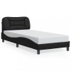VidaXL Cadru de pat cu tăblie, negru, 90x190 cm, piele ecologică
