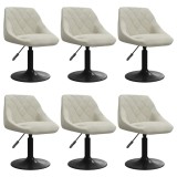 Cumpara ieftin Scaune de sufragerie pivotante 6 buc, crem, catifea