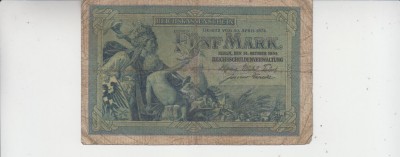 B11 5 - Bancnota foarte veche - Germania - 5 marci - 1904 foto