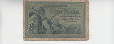 M1 - Bancnota foarte veche - Germania - 5 marci - 1904 foto