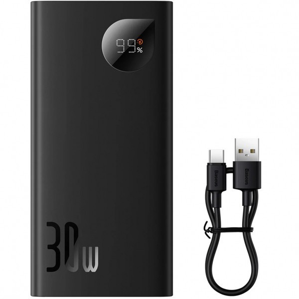 Baterie Externa Baseus Adaman2, 10000mAh, 30W, QC + PD, 1 x USB-C - 2 x USB-A, Neagra PPAD040101