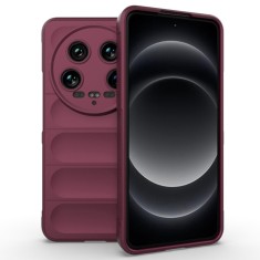 Husa pentru xiaomi 14 ultra, antisoc, margini cu striatii, design minimalist, bordeaux foto