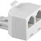 Adaptor modular 6P4C OEM RJ11 tata la 2 x RJ11 mama Alb