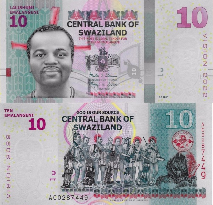 SWAZILAND █ bancnota █ 10 Emalangeni █ 2015 █ P-41 █ UNC necirculata