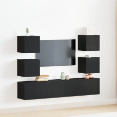 vidaXL Set dulap TV 6 piese stejar negru lemn inginerat foto