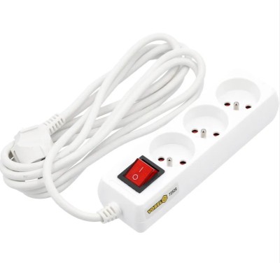 VOREL Prelungitor electric cu impamantare, 3 prize, 3 m, Alb, Plastic, ON/OFF foto