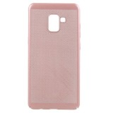 Husa samsung galaxy a8 2018 ultra slim cu aerisire roz auriu, Flippy
