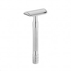 Aparat de ras Classic Safety Razor Techstar? SR2, Aliaj de Zinc, Cu Lame De Rezerva, Reutilizabil, Ecologic, Argintiu foto