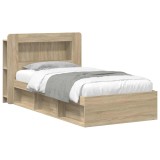vidaXL Cadru de pat cu depozitare Stejar Sonoma 90 x 190 cm 3433444