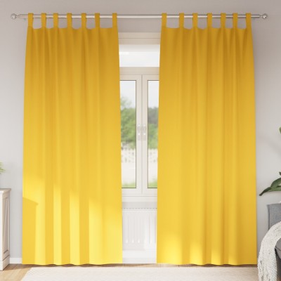 vidaXL Perdele cu perdele 2 pcs galben muștar 245 x 140 cm Poliester foto