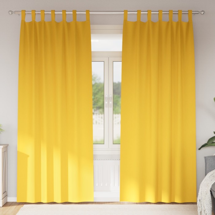 vidaXL Perdele cu perdele 2 pcs galben muștar 245 x 140 cm Poliester