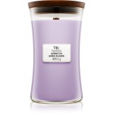 Woodwick Lavender Spa lum&acirc;nare parfumată cu fitil din lemn 609.5 g