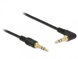 Cablu Stereo Jack 3.5 mm 3 pini (pentru smartphone cu husa) unghi 1m T-T Negru, Delock 85566