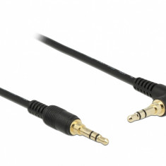 Cablu Stereo Jack 3.5 mm 3 pini (pentru smartphone cu husa) unghi 1m T-T Negru, Delock 85566