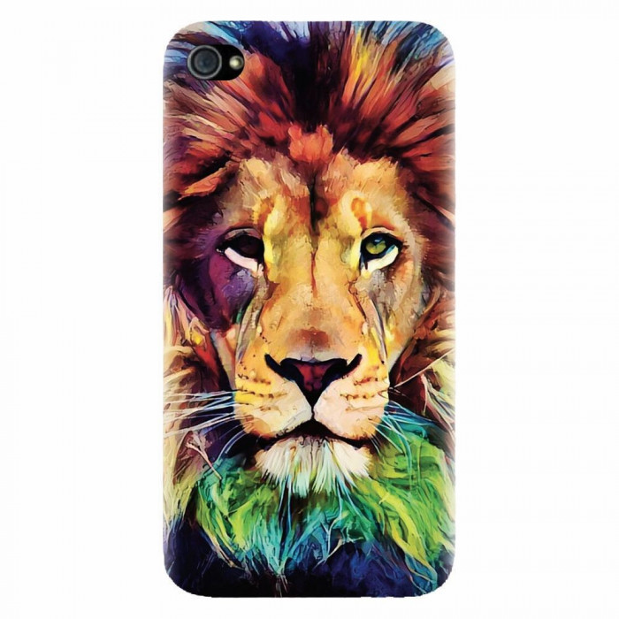 Husa silicon pentru Apple Iphone 4 / 4S, Colorfull Lion
