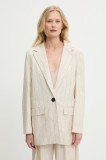 Answear Lab blazer din amestec de in culoarea bej, un singur rand de nasturi, modelator