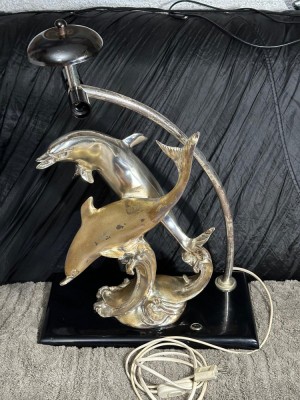 LAMPA STATUETA Laminata ARGINT 800 - 2 Delfini - Editie Limitata - 50g ! foto
