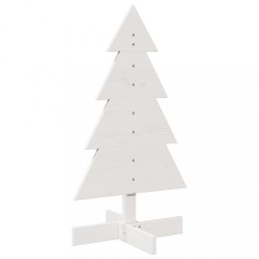 Brad de Craciun decorativ, alb, 80 cm, lemn de pin masiv foto